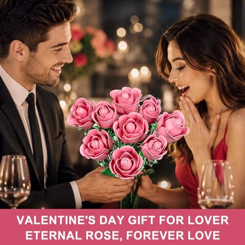 Pink Rose Building Blocks Bouquet - 684 pcs