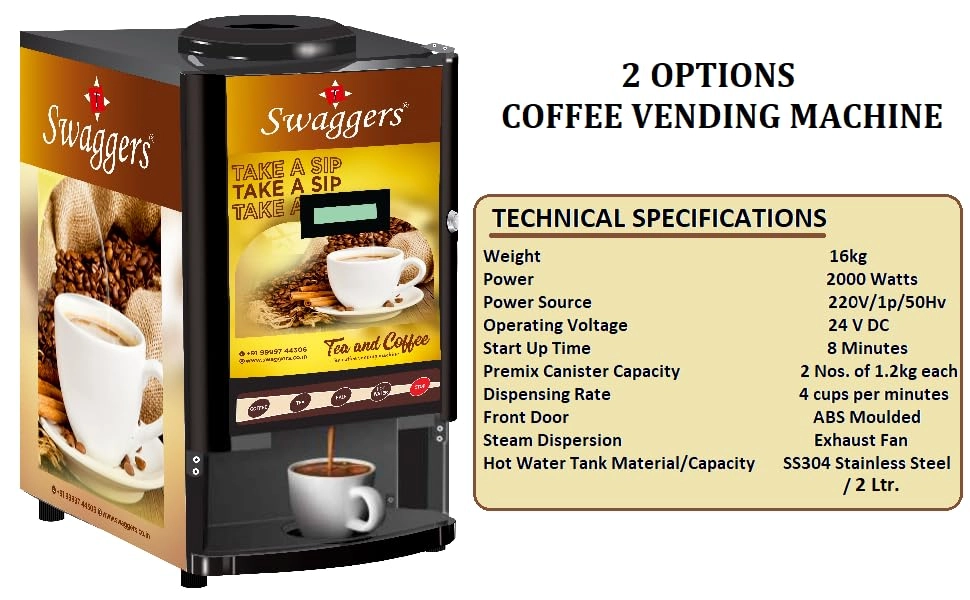 Swaggers Fully Automatic Coffee/Tea/Soup Vending Machine - 3 Liters