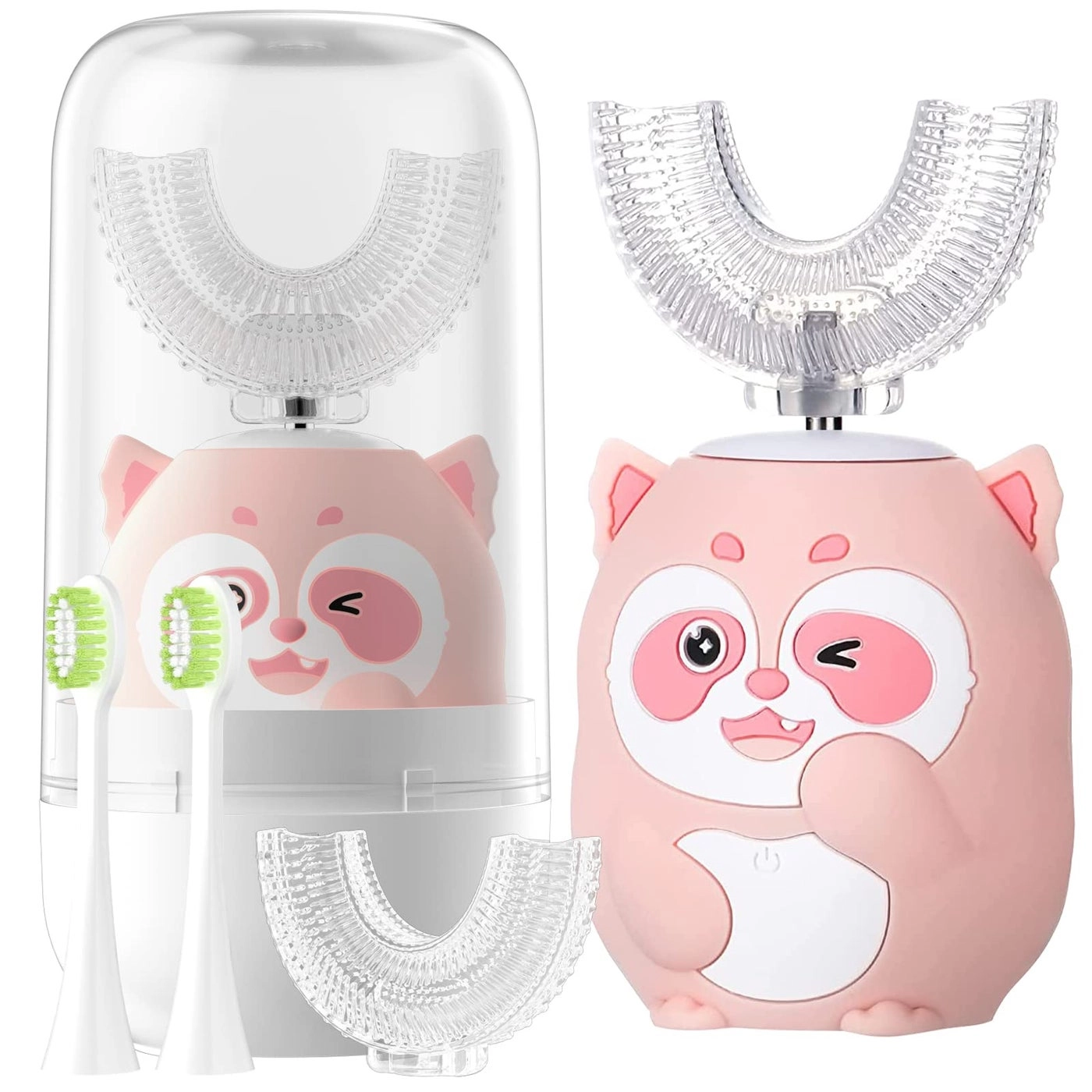 Kids Electric U Shaped Toothbrush - 4 Brush Heads Rechargeable IPX7 Waterproof