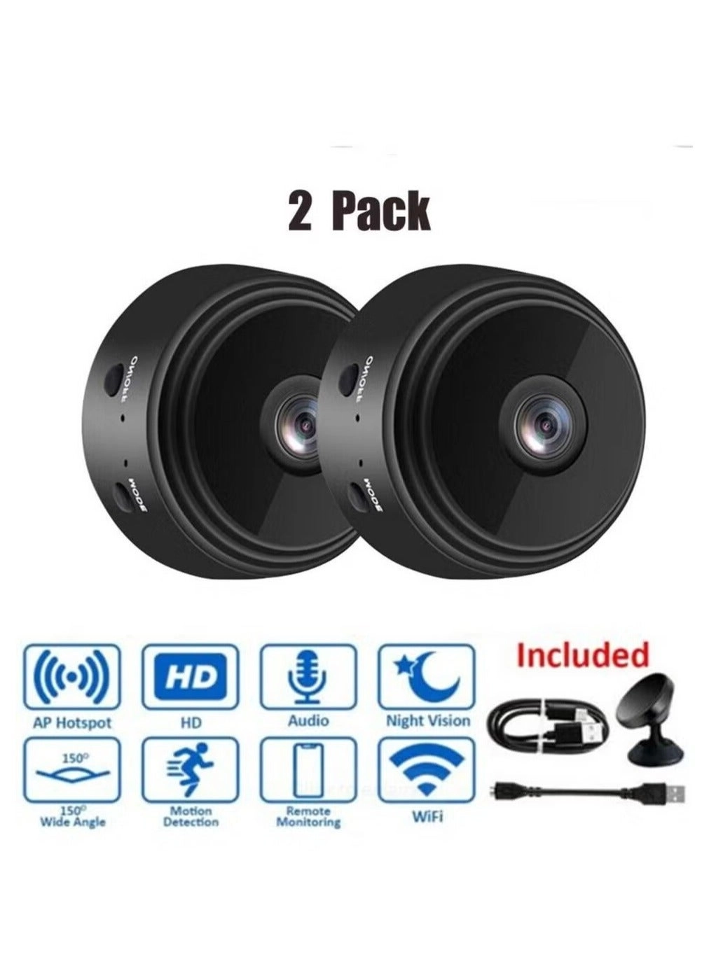 Raxoom Mini WiFi Hidden Camera - 1080P Night Vision Motion Detection Bundle