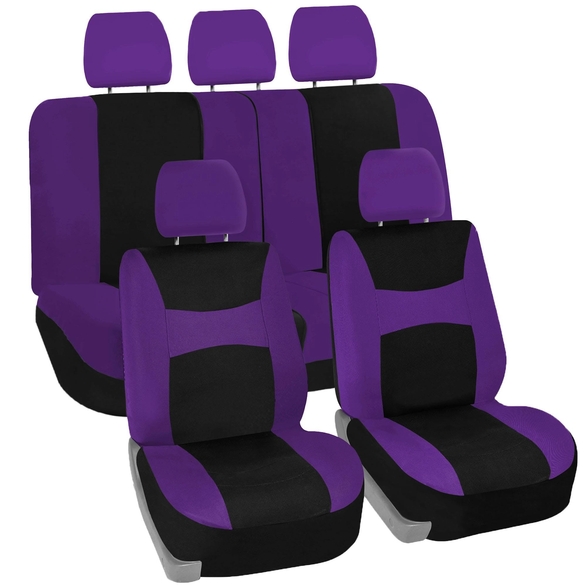 FH Group Stylish Full Set Car Set Covers - Universal Fit Airbag Compatible Pink/Black
