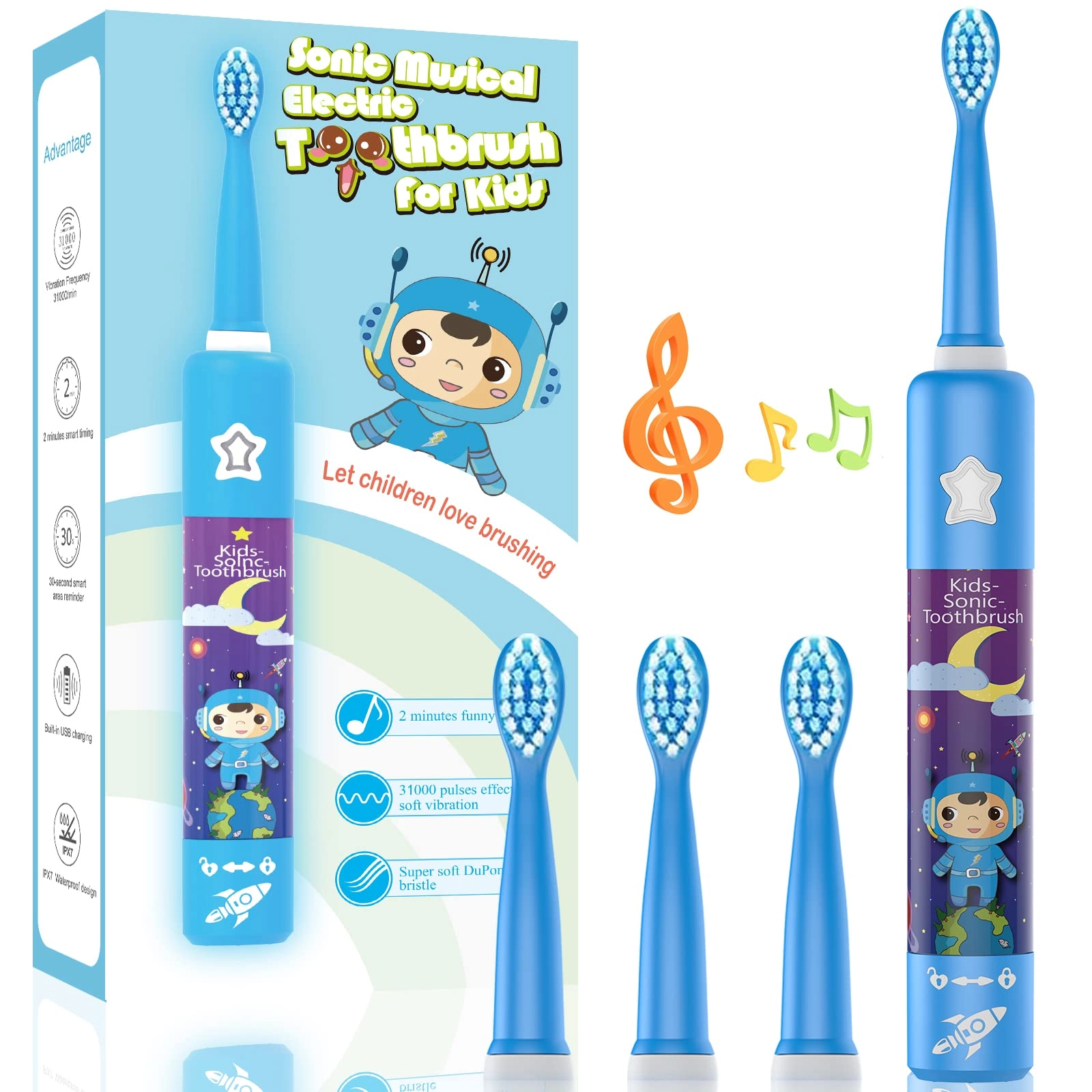Sonic Electric Toothbrush - 5 Modes 3 Brush Heads