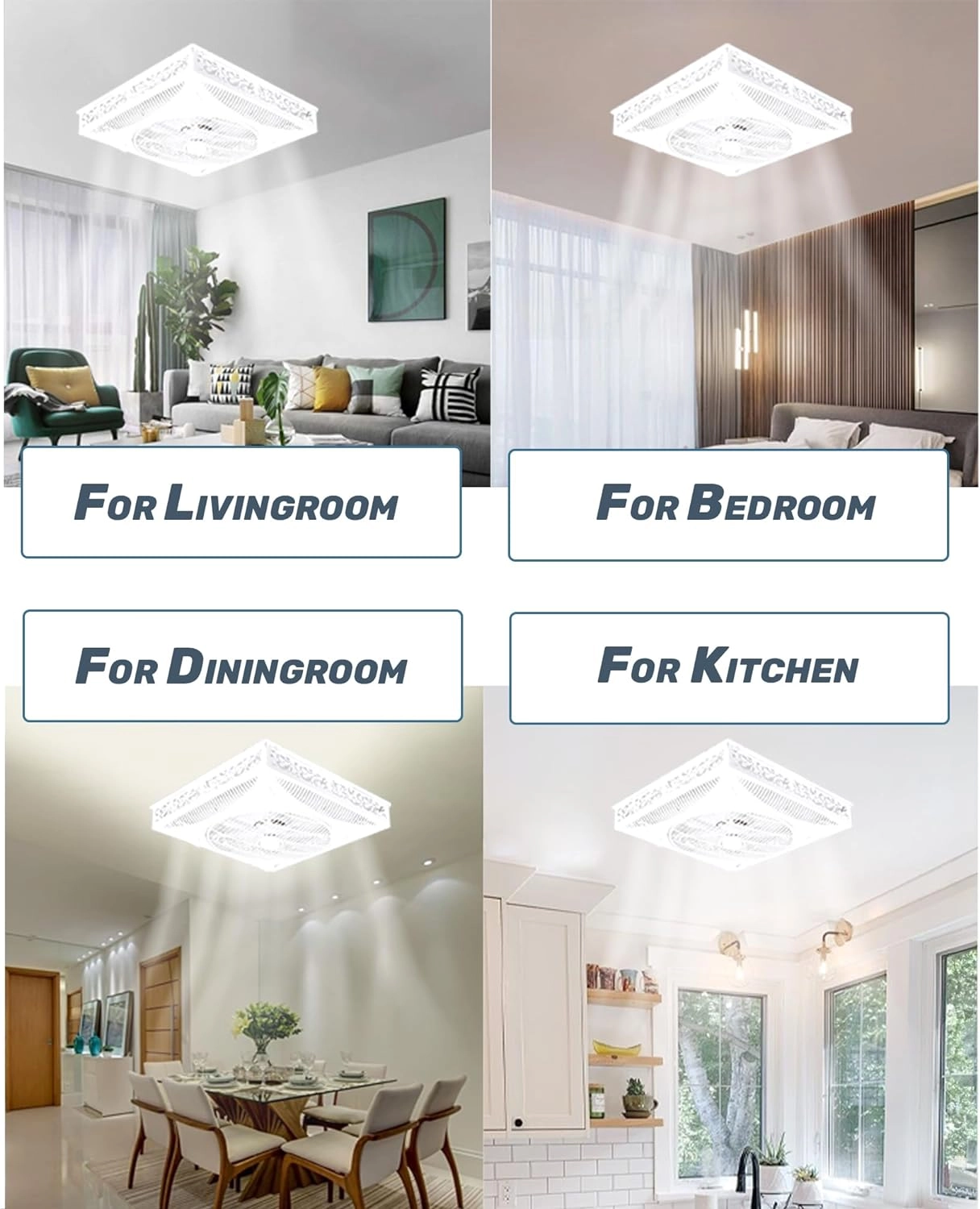 Modern LED Ceiling Fan - 14 Inch 90W Remote Control