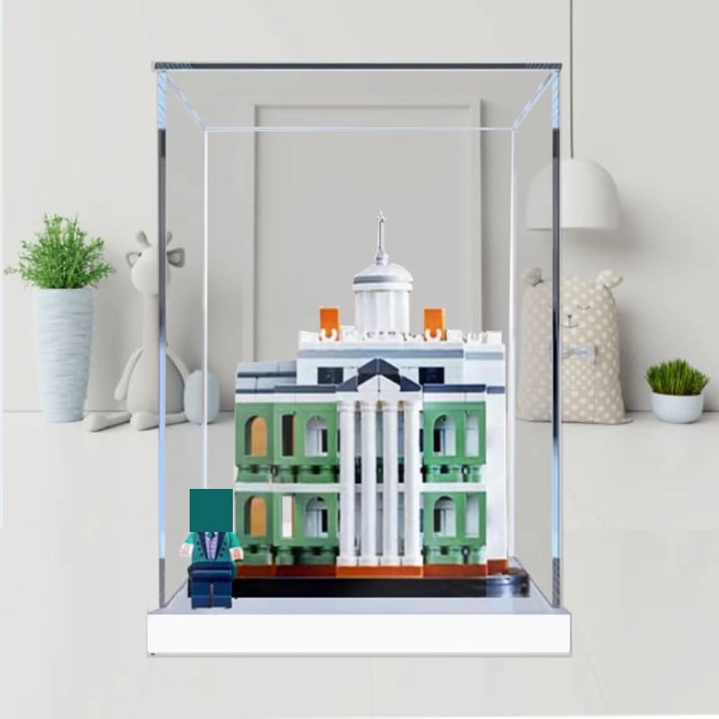 Clear Acrylic Display Case (40521) - White Bottom 5.90x5.90x7.87in.
