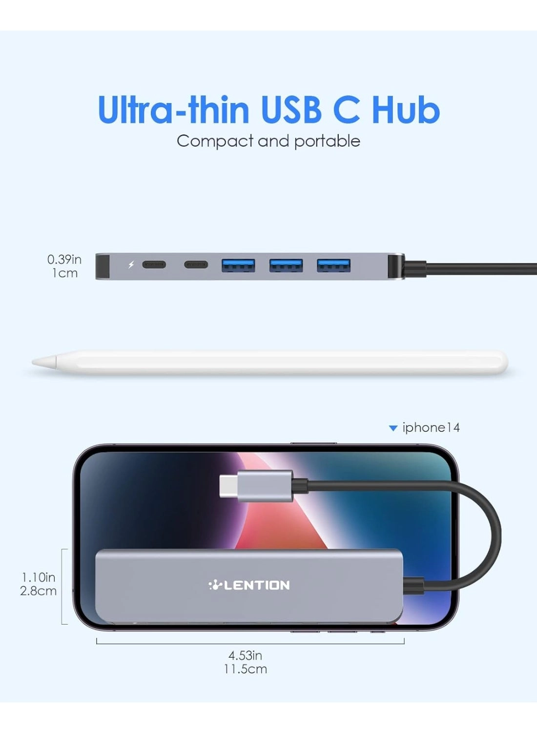 USB C Hub - 6 in 1 4K HDMI 100W PD