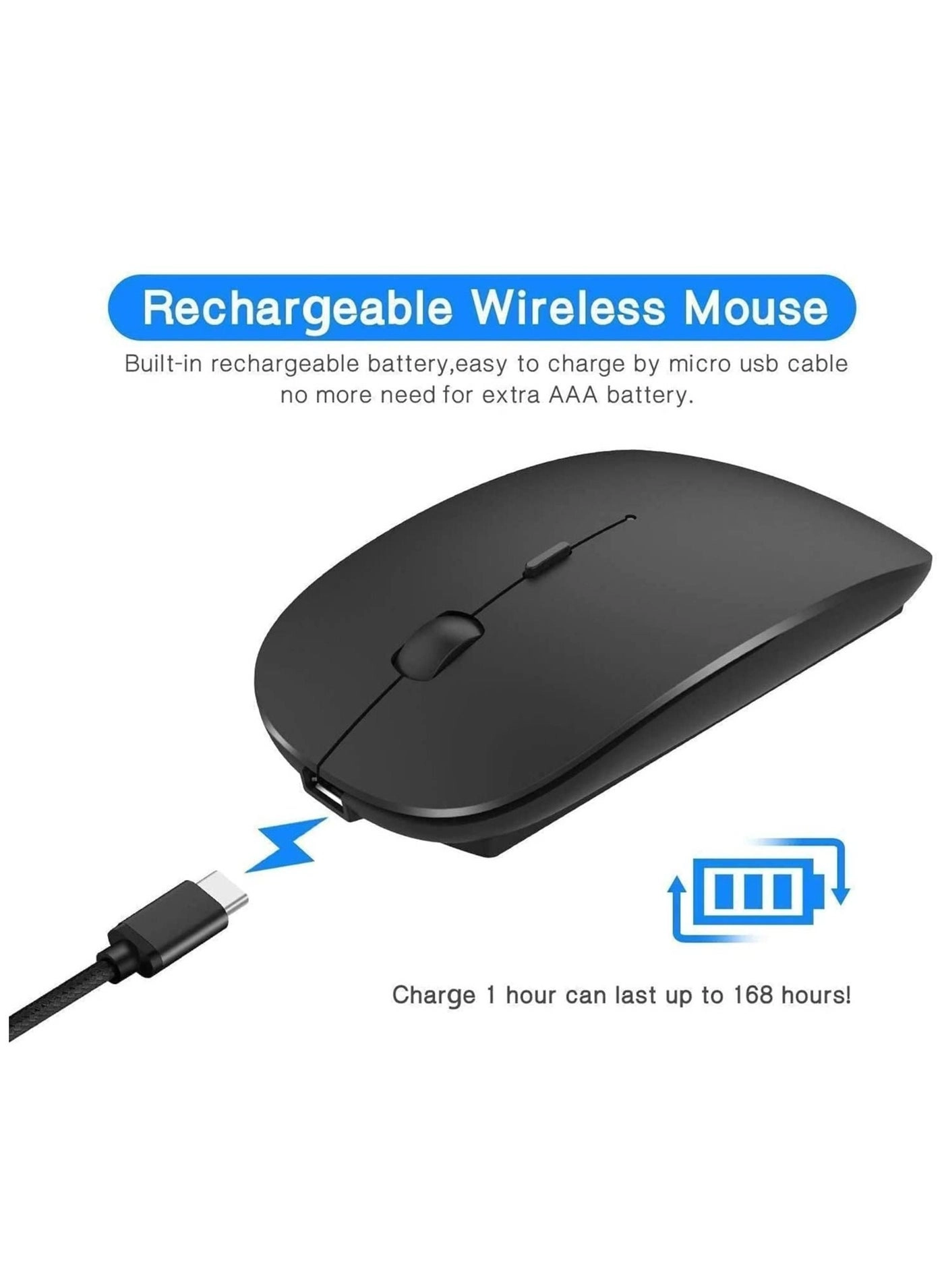 Slim Wireless Mouse - 2.4G Bluetooth 5.1
