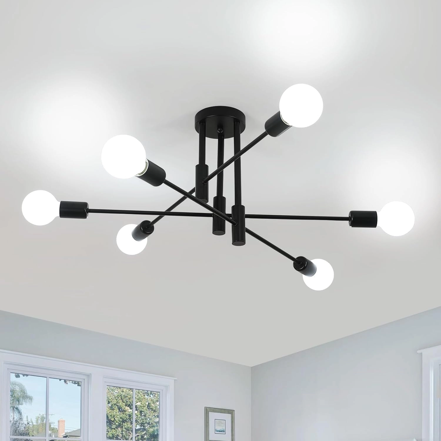 Comely Sputnik Ceiling Light - 6 Lights Bronze 72 cm