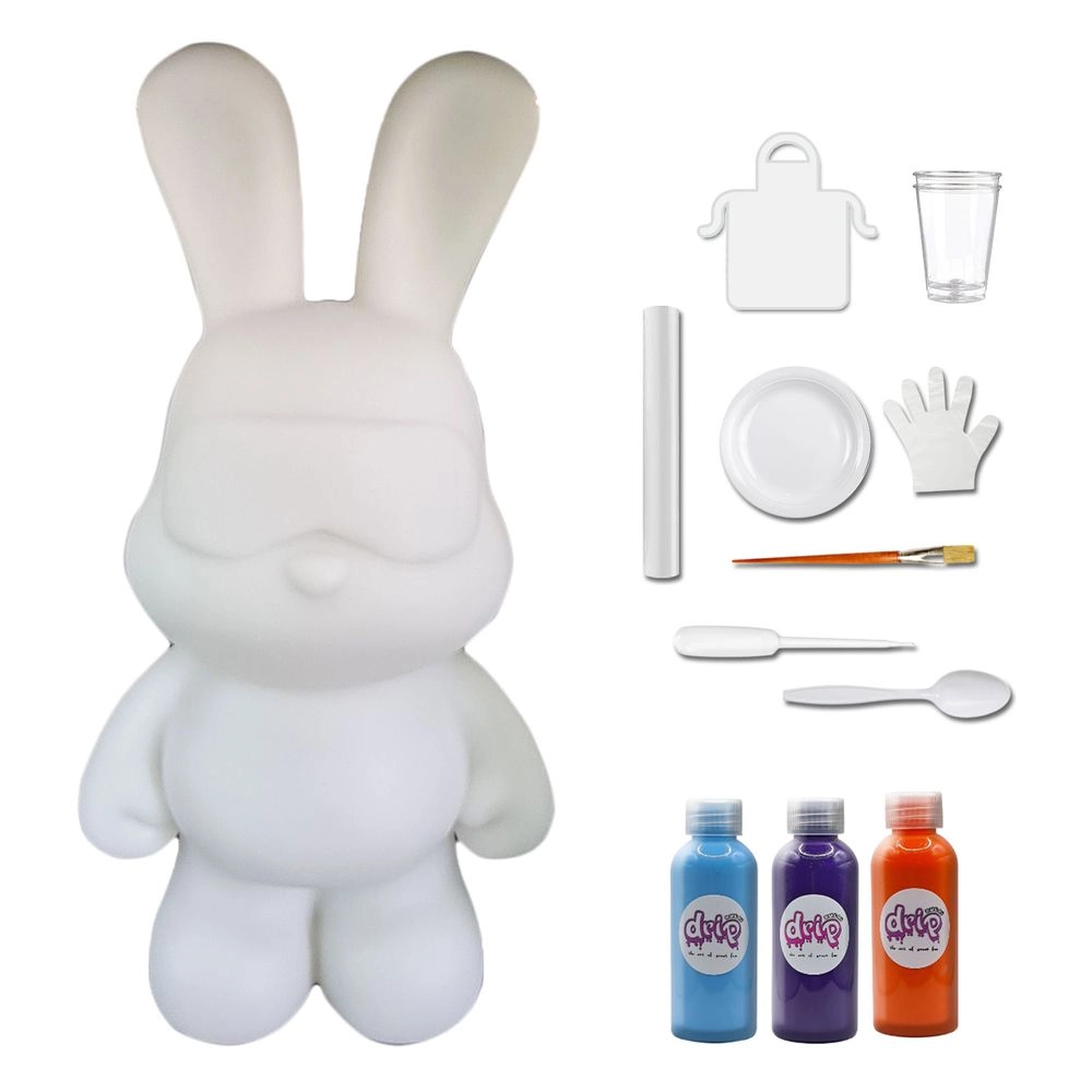 Dubai Drip Art Cool Bunny Acrylic Flow Paint Kit - 9 inch / 23 cm Light-Blue Dark-Purple Orange