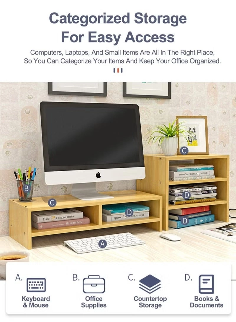 Monitor Riser - Wooden 3-Tier