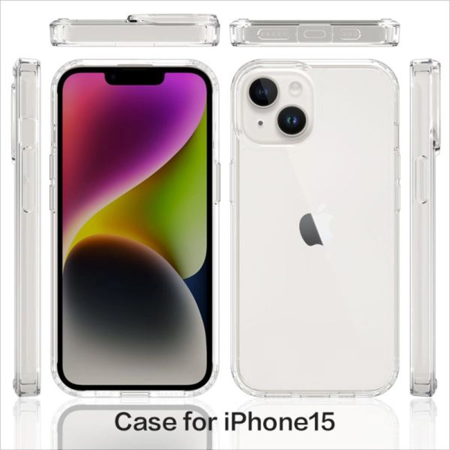 Clear Case with Screen Protector - Soft TPU Material for iPhone 15 Plus
