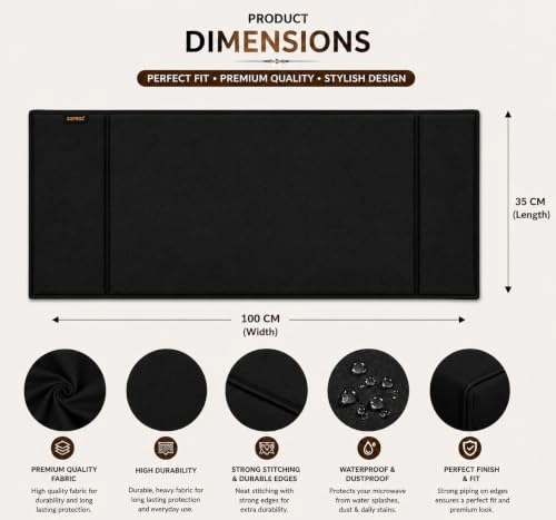 Microwave Oven Cover - 100 x 35 cm Black Nylon