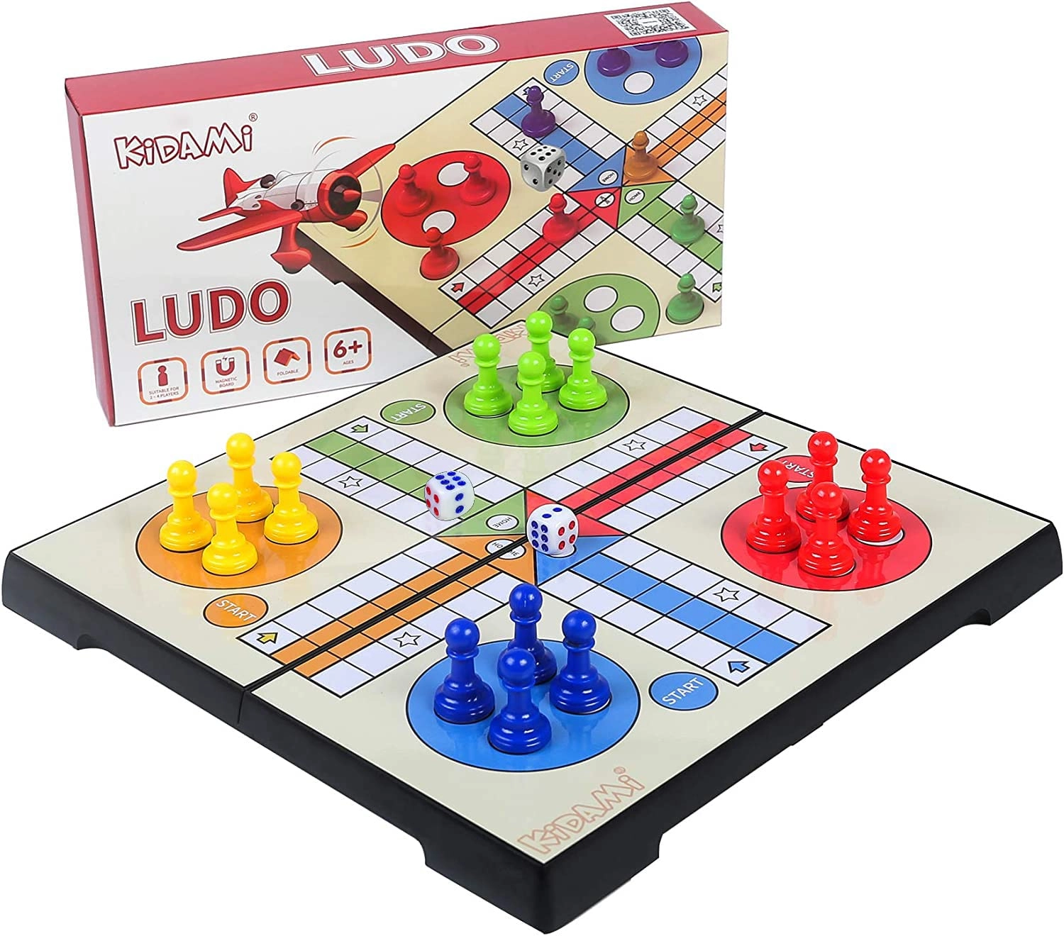 KIDAMI Ludo Magnetic Board Game Set - 6 years and up