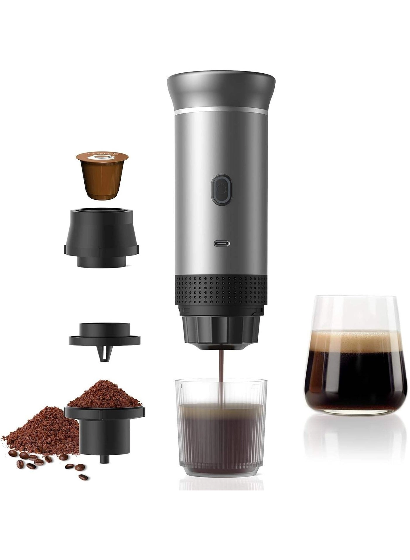 Travel Espresso Machine - small and large capsules ground coffee