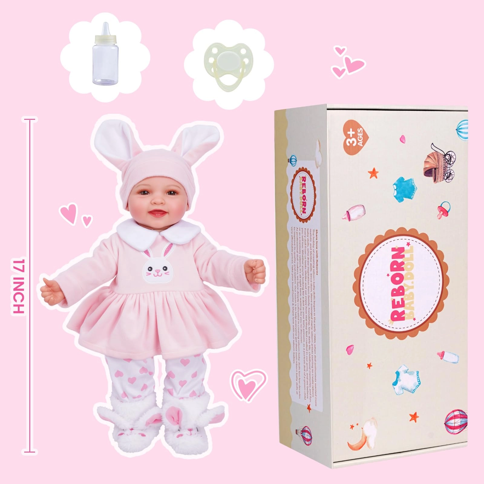 Twin Baby Dolls - 17 silicone vinyl Girl and Boy Newborn RabbitThemed Outfits Ages 3+