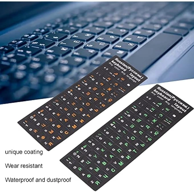 TRANSPARENT KEYBOARD STICKERS - UKRAINIAN RUSSIAN