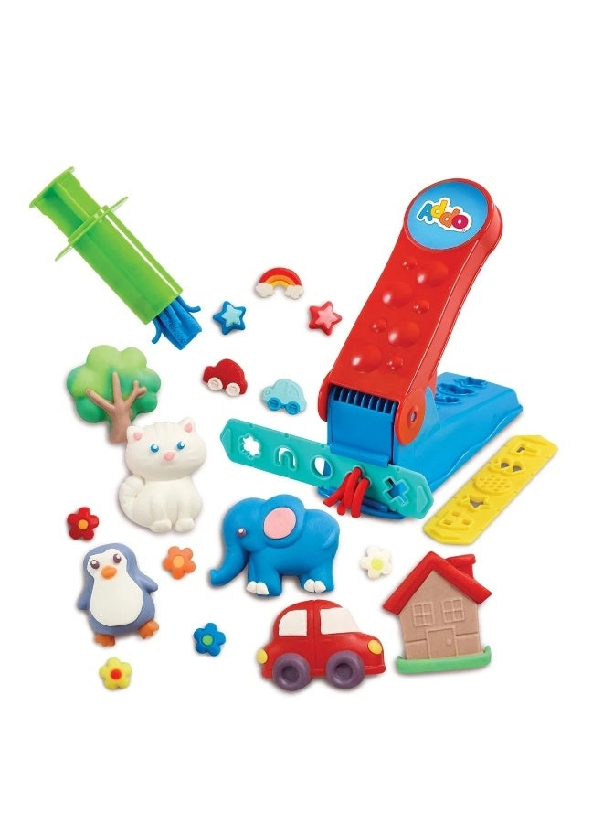 Ready Steady Dough Squeezy Shape Station Playset - 3+ years 4 x 56g colourful dough pots
