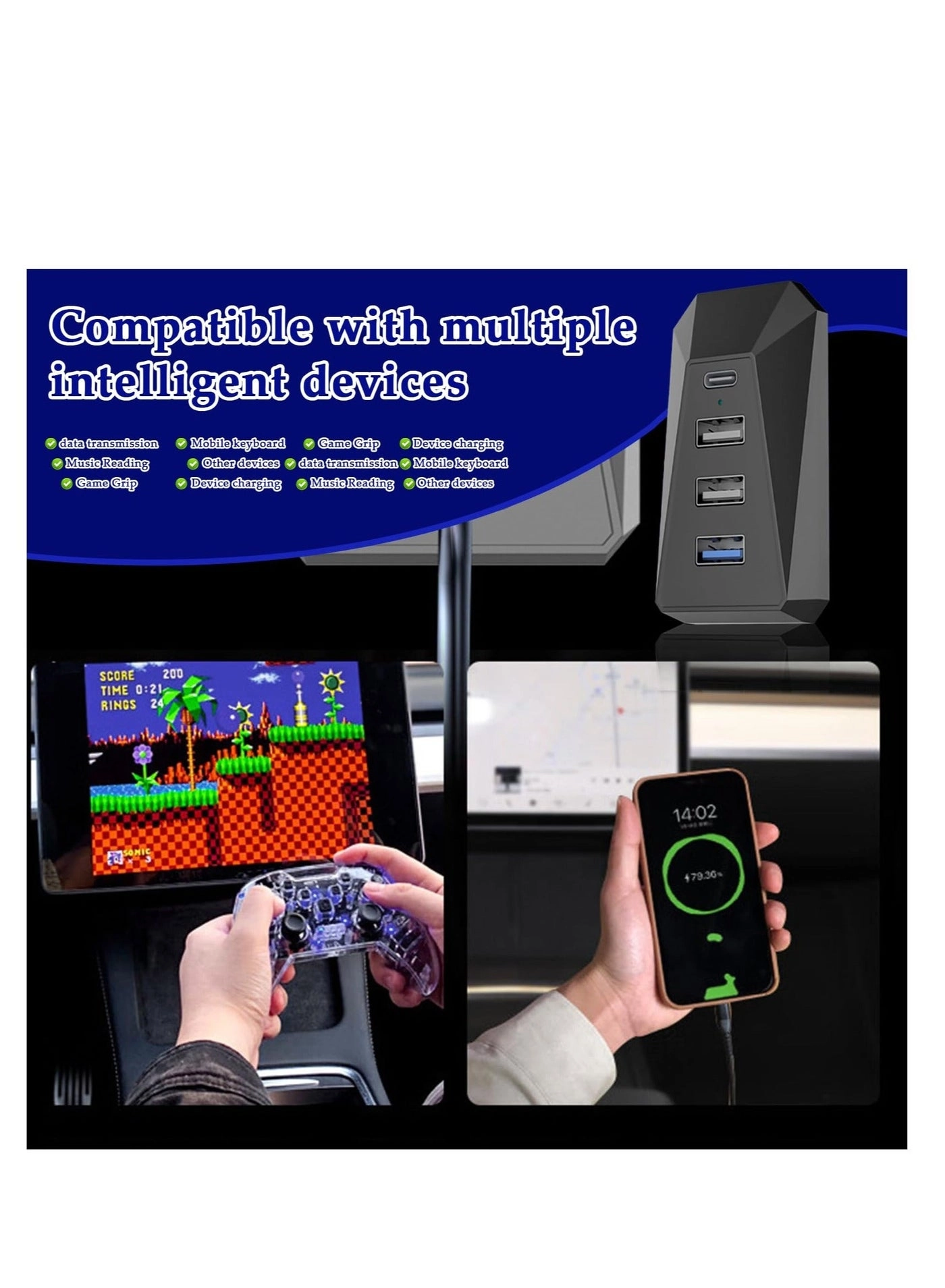 Glovebox USB Hub - 4-in-1 Model 3/Y