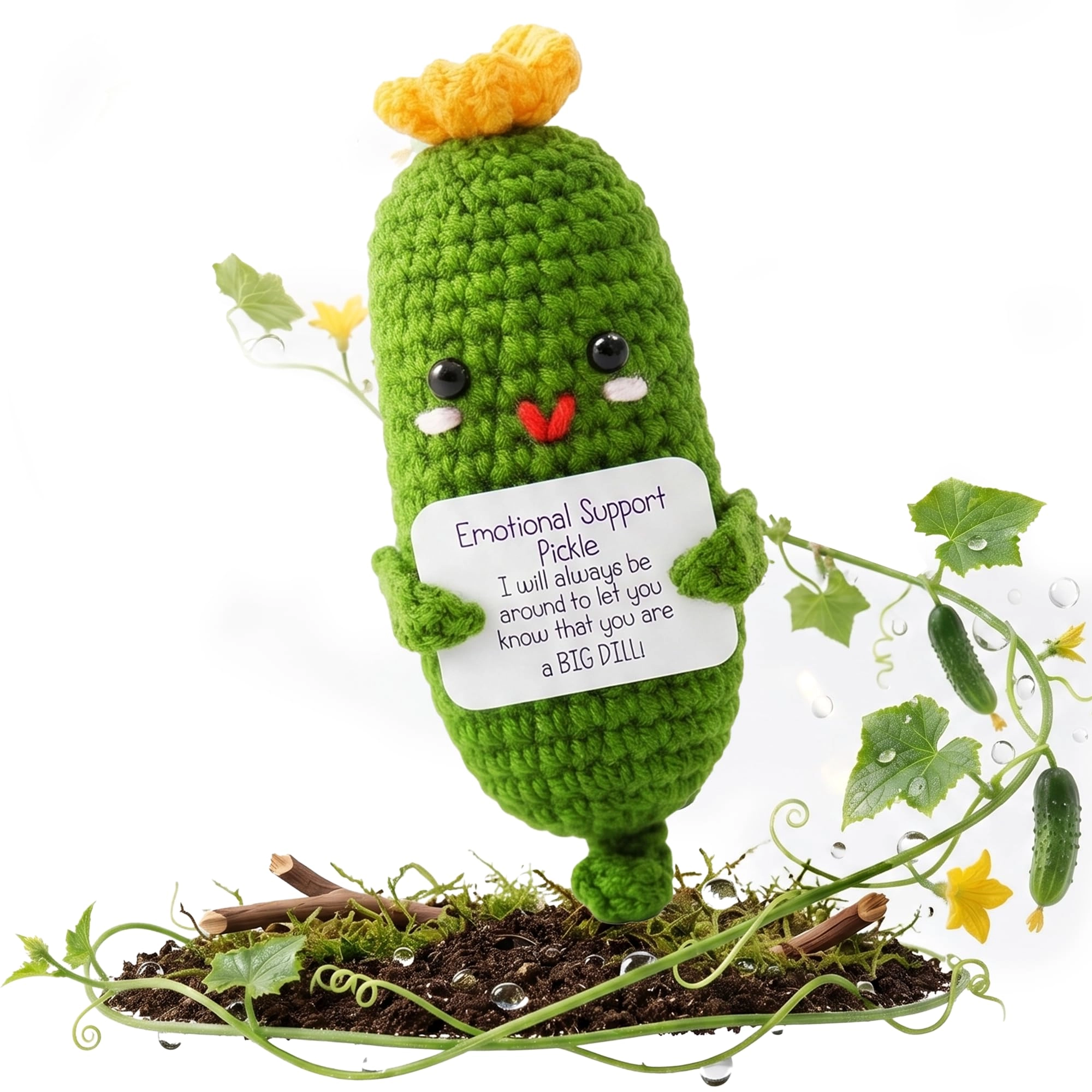 PICKLE BUDDIES Emotional Pickle - Sunny Positive Pickle Green Crochet