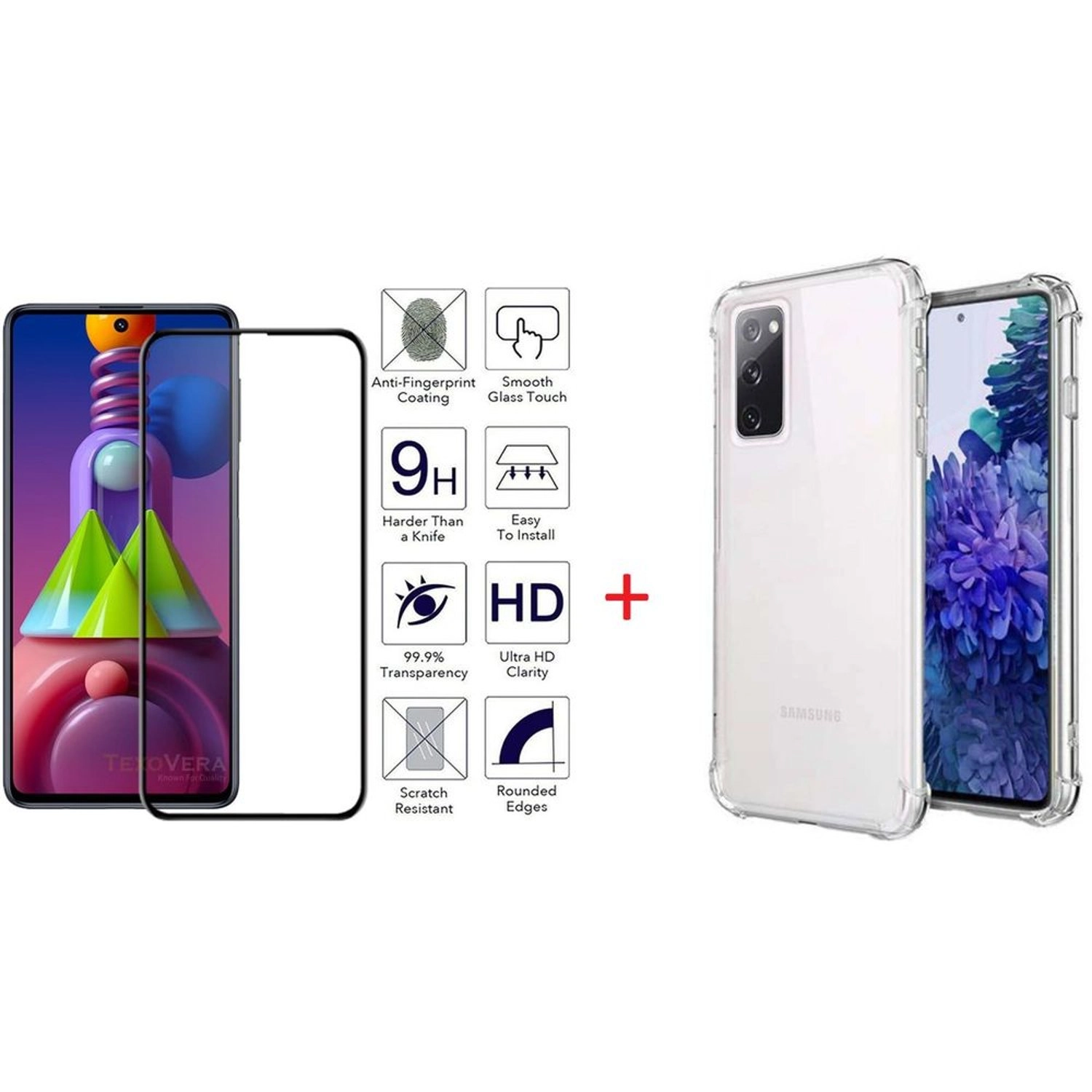 glassology Anti-Finger Coating Glass Screen Protector + Back Protector for Samsung Galaxy A21