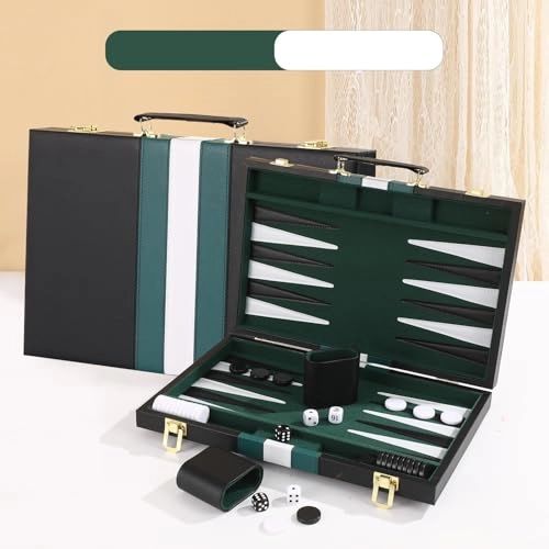 Backgammon Set - 15inch Green PU Leather