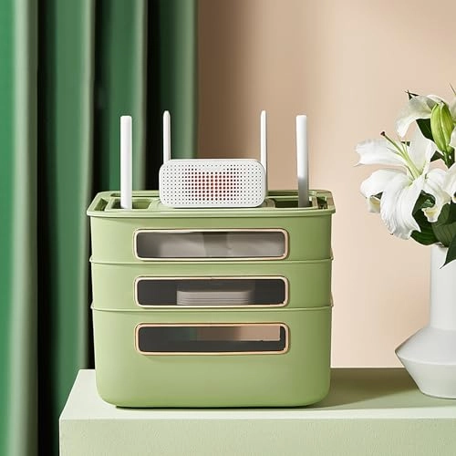 WiFi Router Storage Box - Dark Green plastic