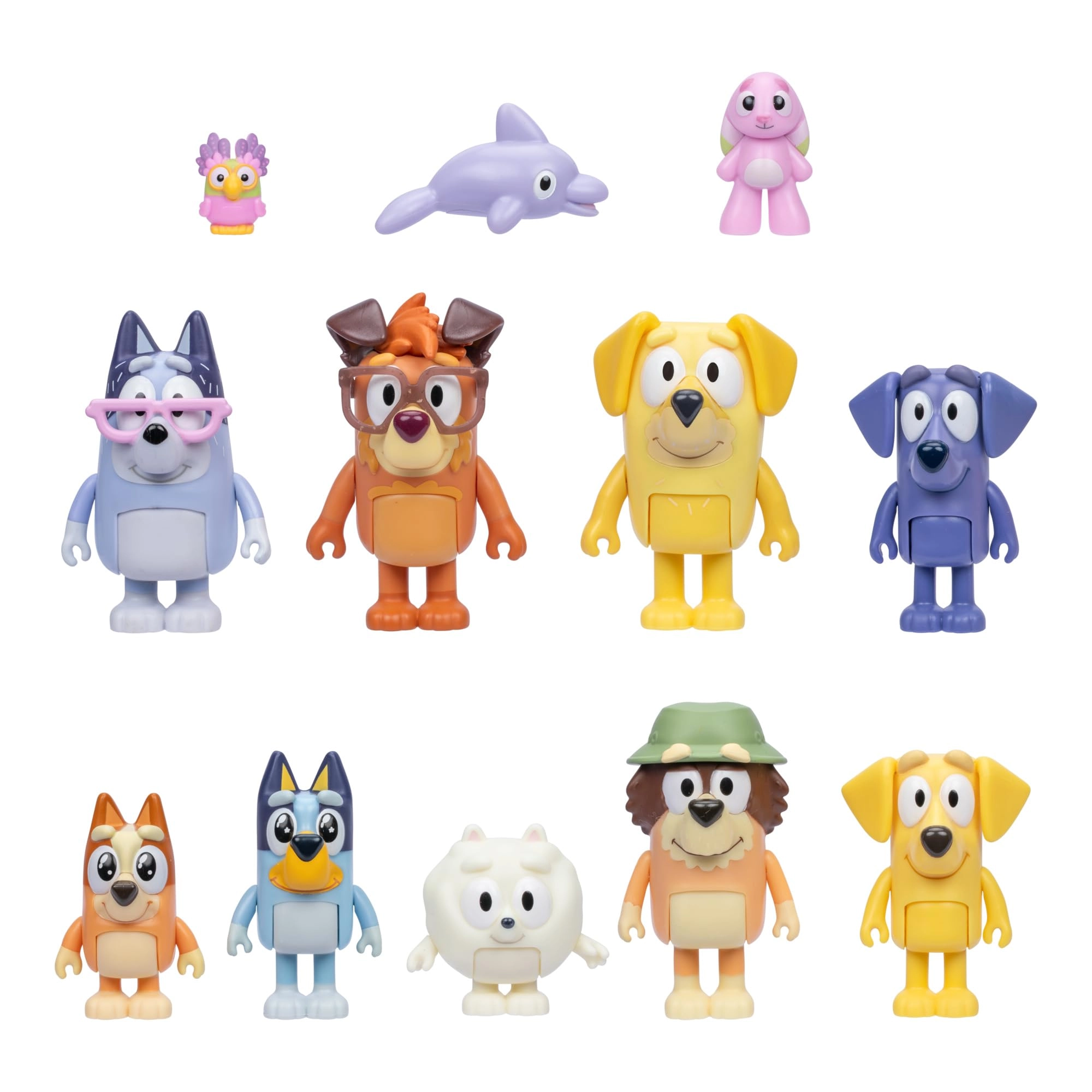 Bluey + Bingo + Chattermax + Grey Dancer + Floppy Bunny + Lucky + Nana + Jean-Luc Johnny + Lucky's Dad + Joff + Pom Pom + Grandad - Bluey - 12 pcs