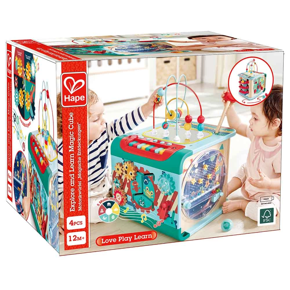 Explore & Learn Musical Wooden Activity Magic Cube - Suitable for 12 months & above