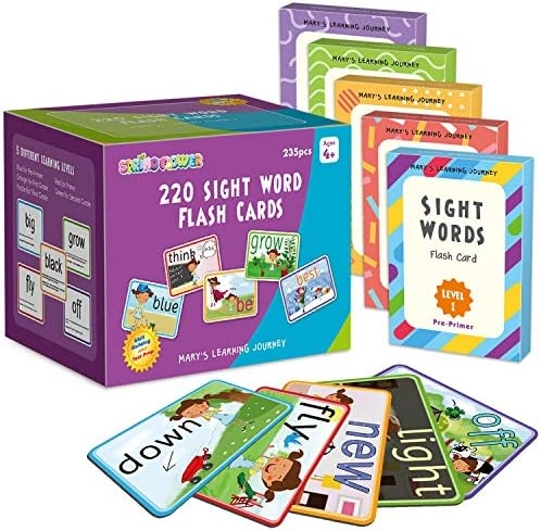 spring flower Sight Words Flash Cards - Preschool, Kindergarten, 1st, 2nd3rd Grade 235 Pieces
