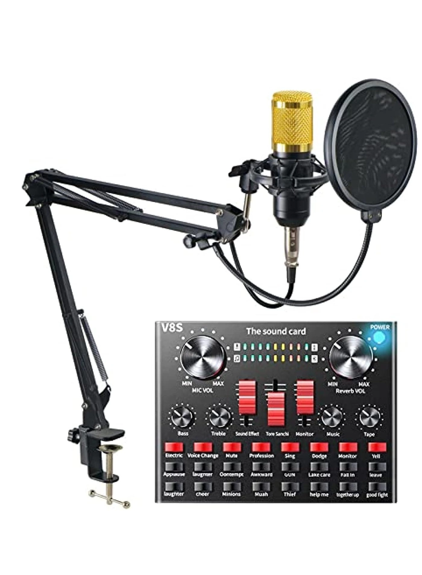 MIGOFAST V8S Sound Card + VM-800 Condenser Microphone USB Microphone