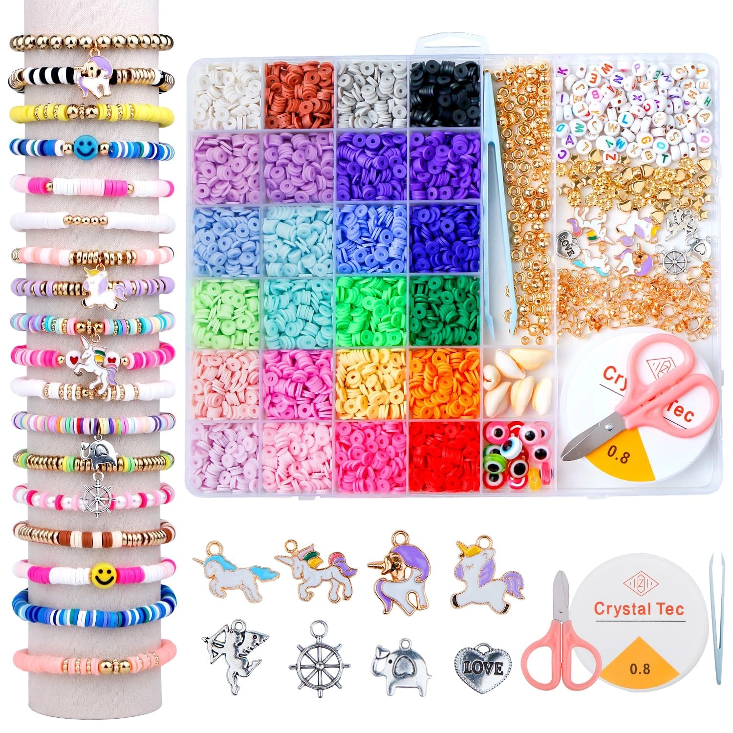 Satmarhz Bracelet Making Kit - 6540 Pieces Unicorn Clay Beads