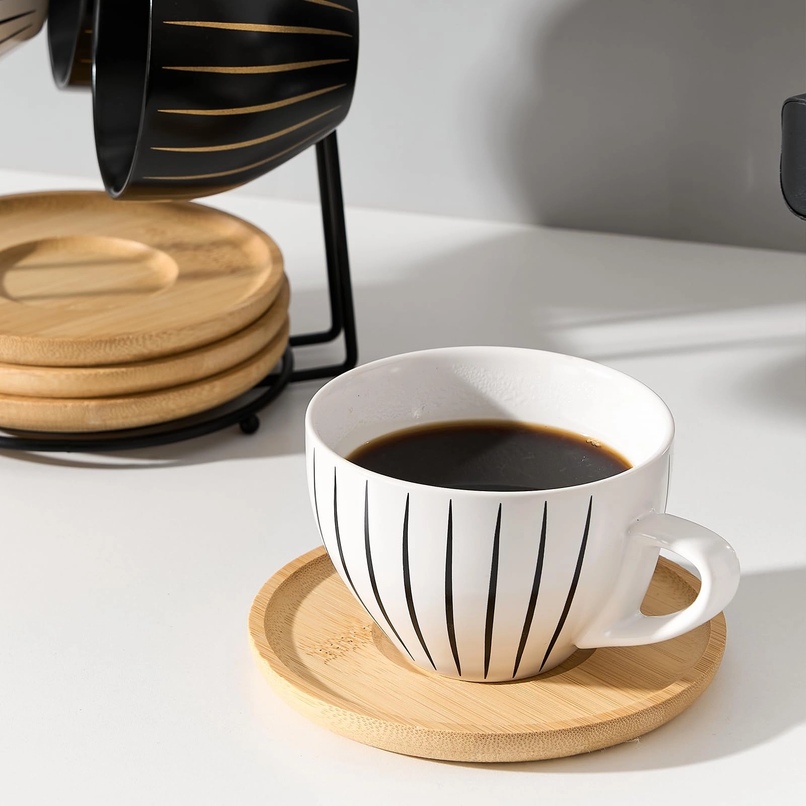 Cappuccino Cup - 4 pcs - Classic Espresso Pattern - 237 ml