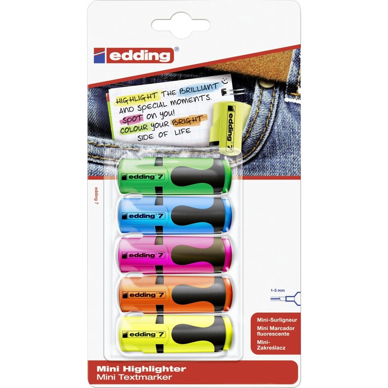 Edding 7 - Yellow Orange Pink Blue Green Chisel Tip