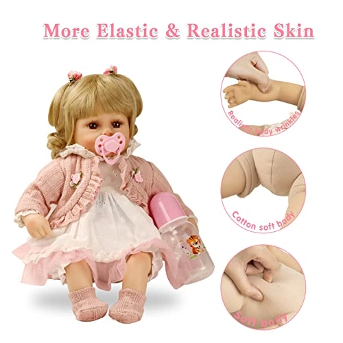 Reborn Baby Doll - 16" Silicone Vinyl Girl Ages 3+ Gift Set