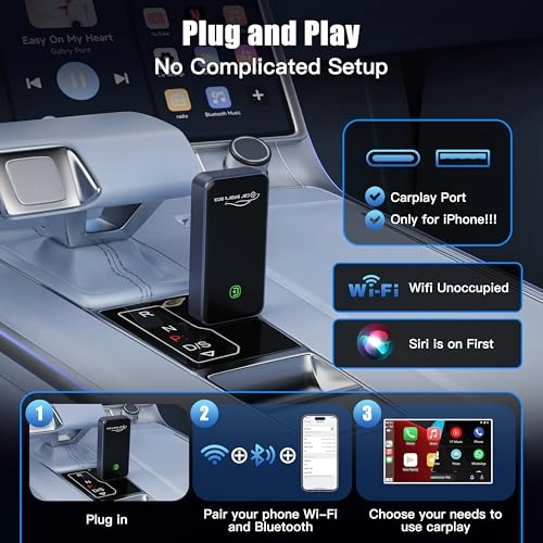 Wireless CarPlay Adapter - USB & Type-C Port iOS 10+