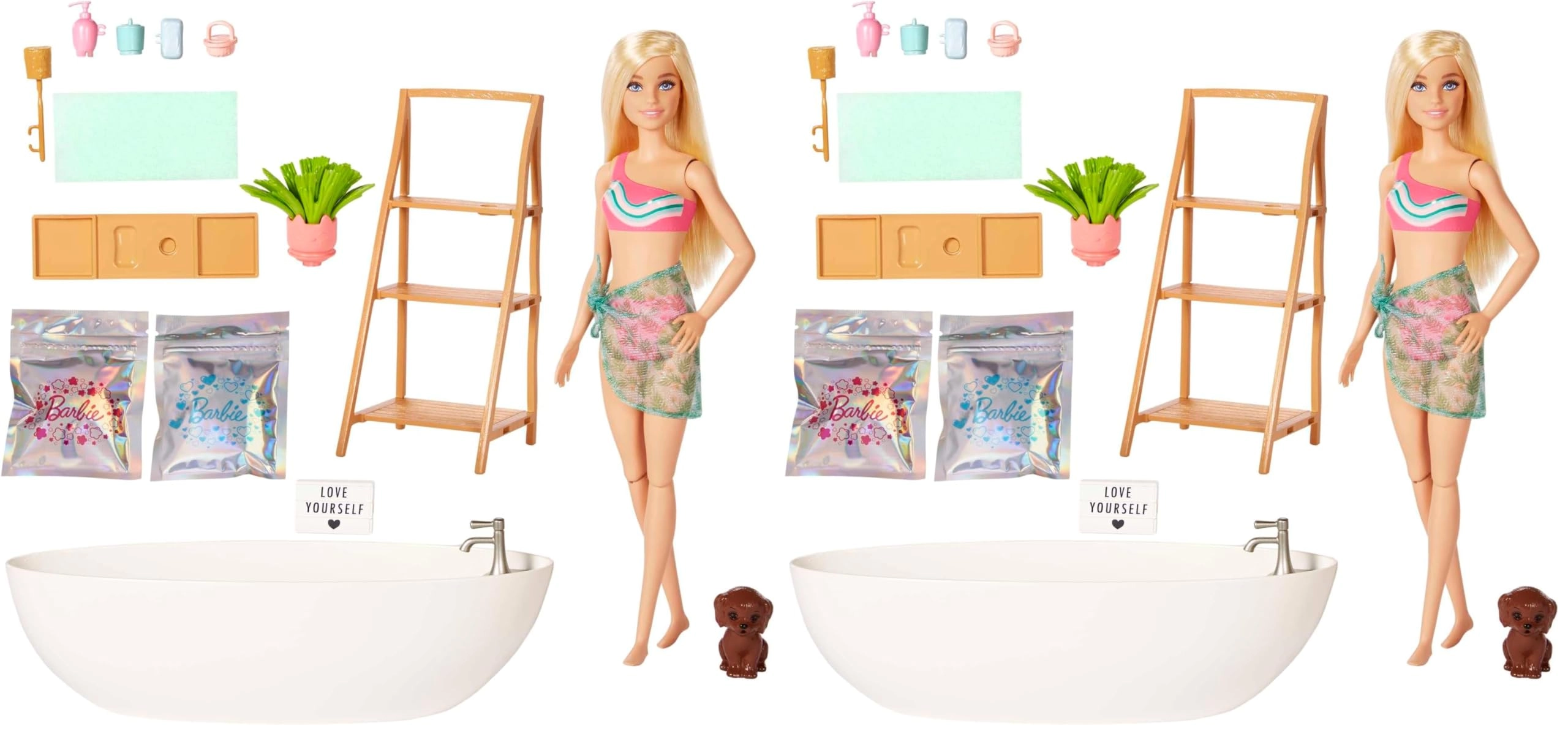 Doll - Blonde + Bathtub Playset - Confetti Soap & Accessories