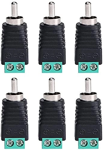 SALAB COMPUTER RCA Male Plug to AV Screw Terminal Audio Video Connector Speaker Wire to RCA Adapter - Pack of 6