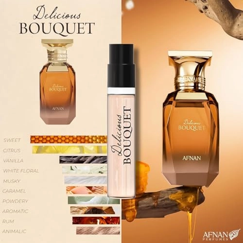 Cherry Bouquet Eau de Parfum 2ml + La Fleur Eau de Parfum 2ml + Violet Bouquet Eau de Parfum 2ml + Mystique Bouquet Eau de Parfum 2ml + Delicious Bouquet Eau de Parfum 2ml