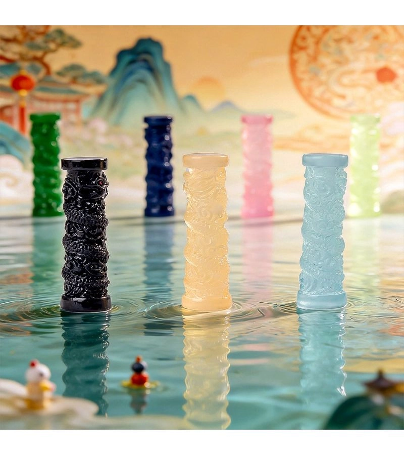 Generic Cylindrical Dragon Pattern Resin Ornament - Plastic-Resin Blend