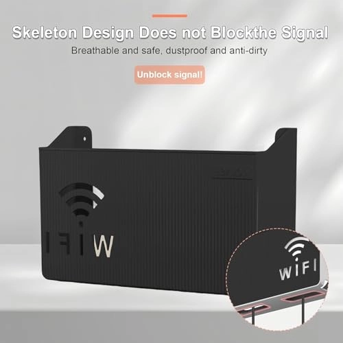 WiFi Router Wall Mount Box - 24.5 x 6 x 14 cm Black