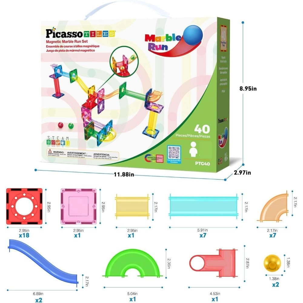 Magnetic Marble Run - Multicolor 40 Pcs