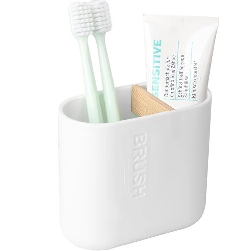 rejomiik Toothbrush Holder - Bamboo 2 Pack White