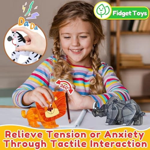 Safari Animal Magnet Tiles - Lion Giraffe Zebra Rhino Hornbird 5 pcs