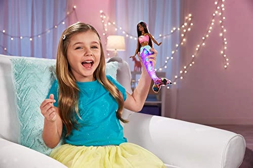 Dreamtopia Twinkle Lights Mermaid Doll - Water-Activated Twinkle Light-Up Tail Purple-Streaked Hair Ages 3+