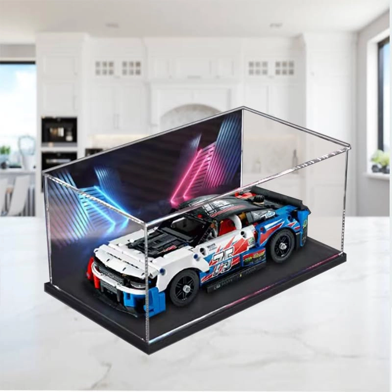 Clear Acrylic Display Case - for 42153 35x15x15cm Wood Bottom+Alloy Edge