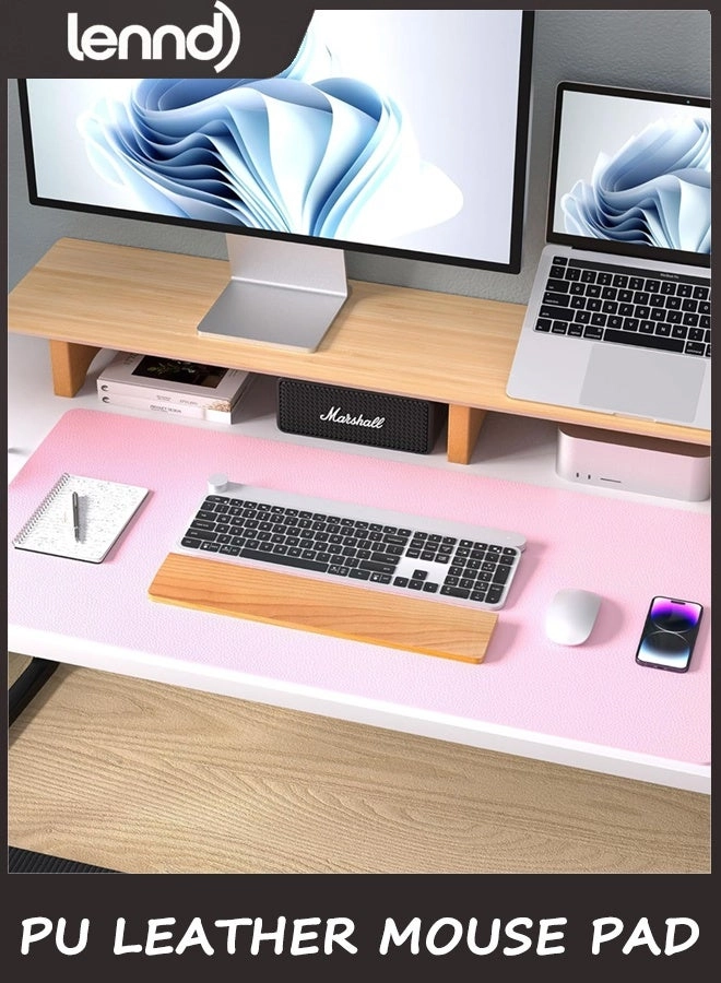 Non-Slip Large PU Leather Office Mouse Pad - 80x40 cm