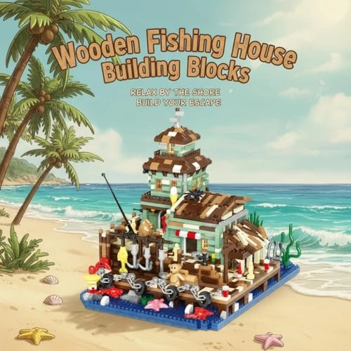 Advanced Micro Building Blocks Set (SG6211) - Coastal Fishing Lighthouse Wood-Look