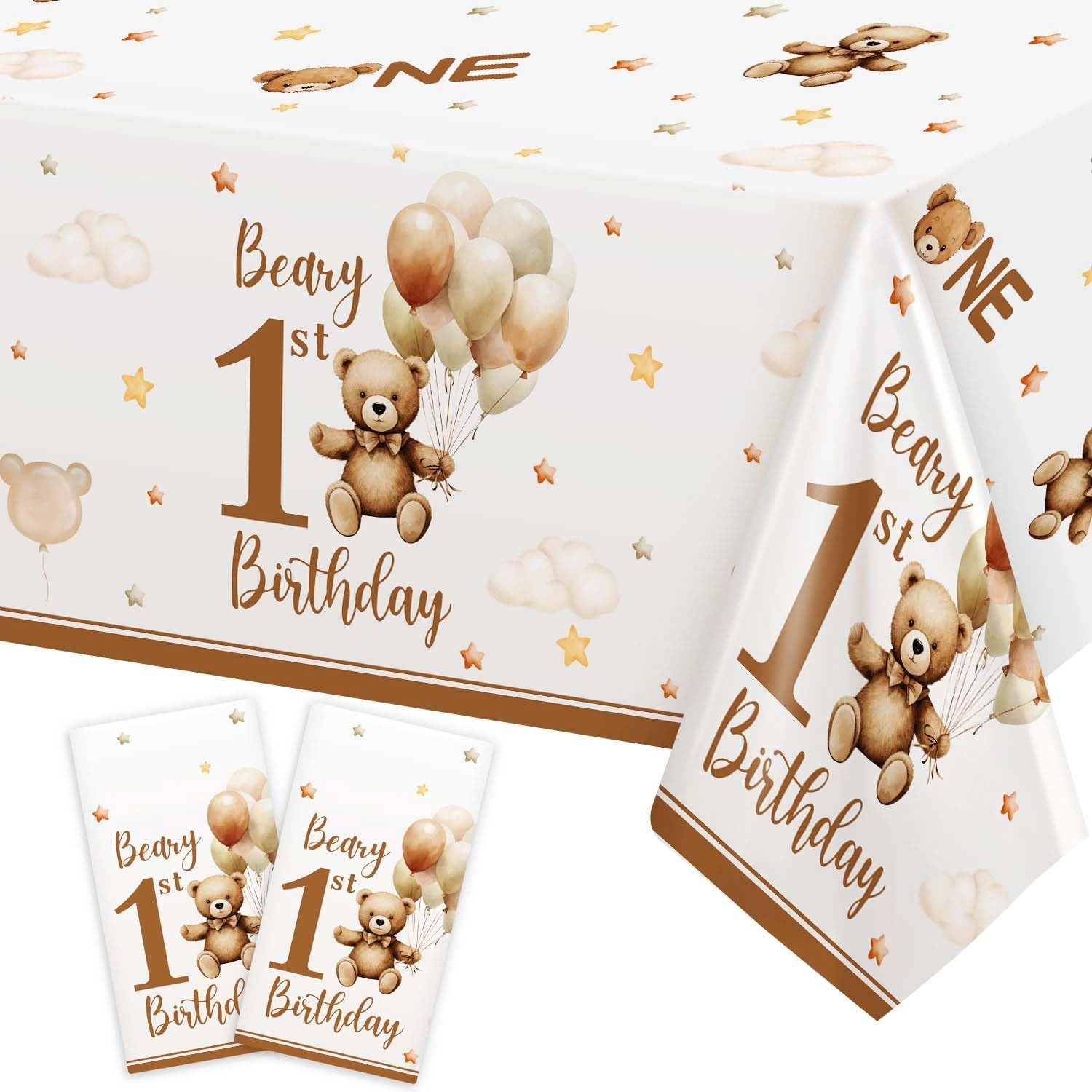 heboland Beary First Birthday Decorations Table Cloth - 2 Pack 1st birthday