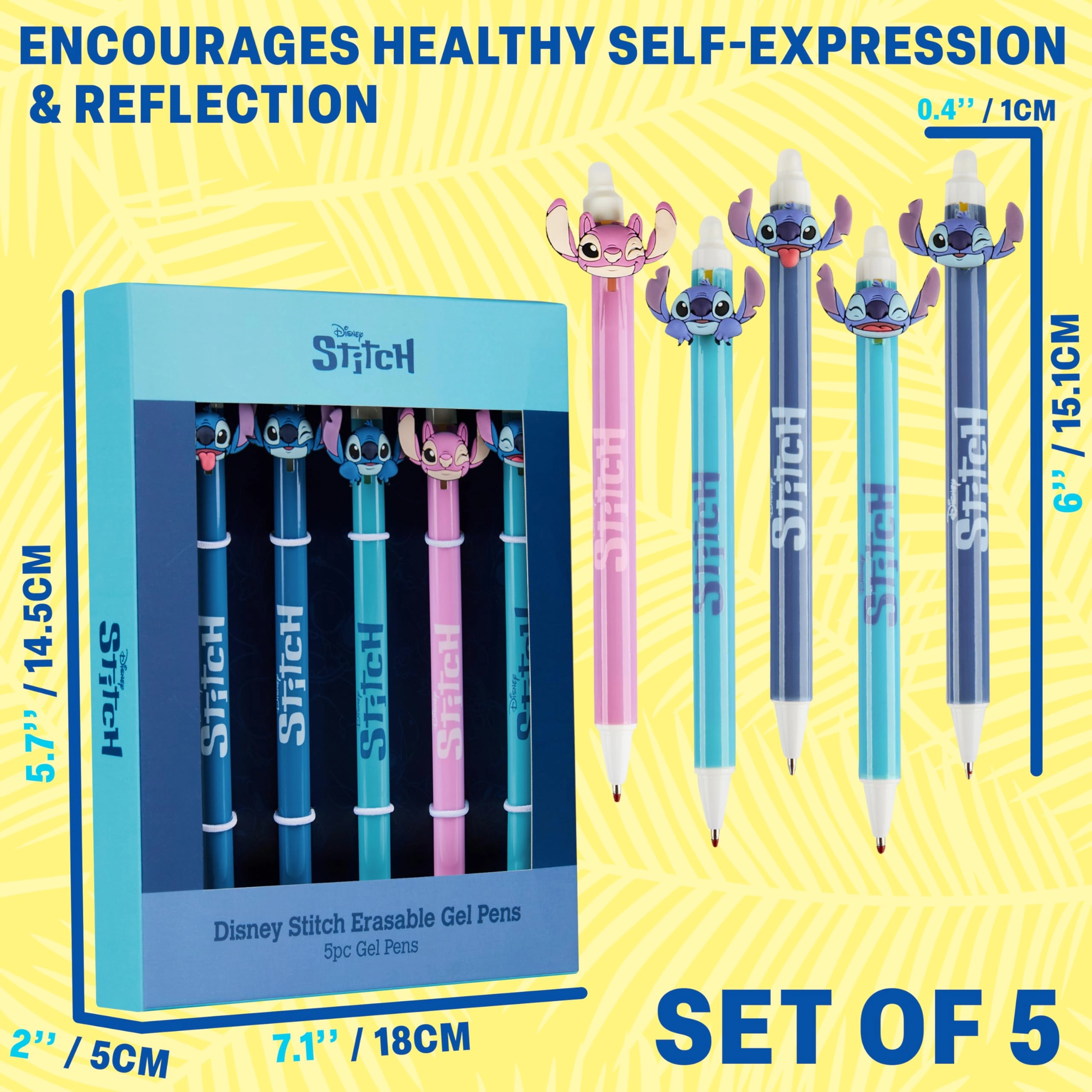 Disney Stitch Erasable Gel Ink Pens - 5.0 Count 0.02in Millimeters