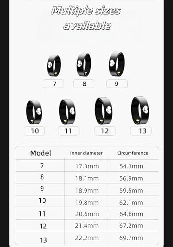 Smart Health Ring - Size 9 Black 7 Day Battery