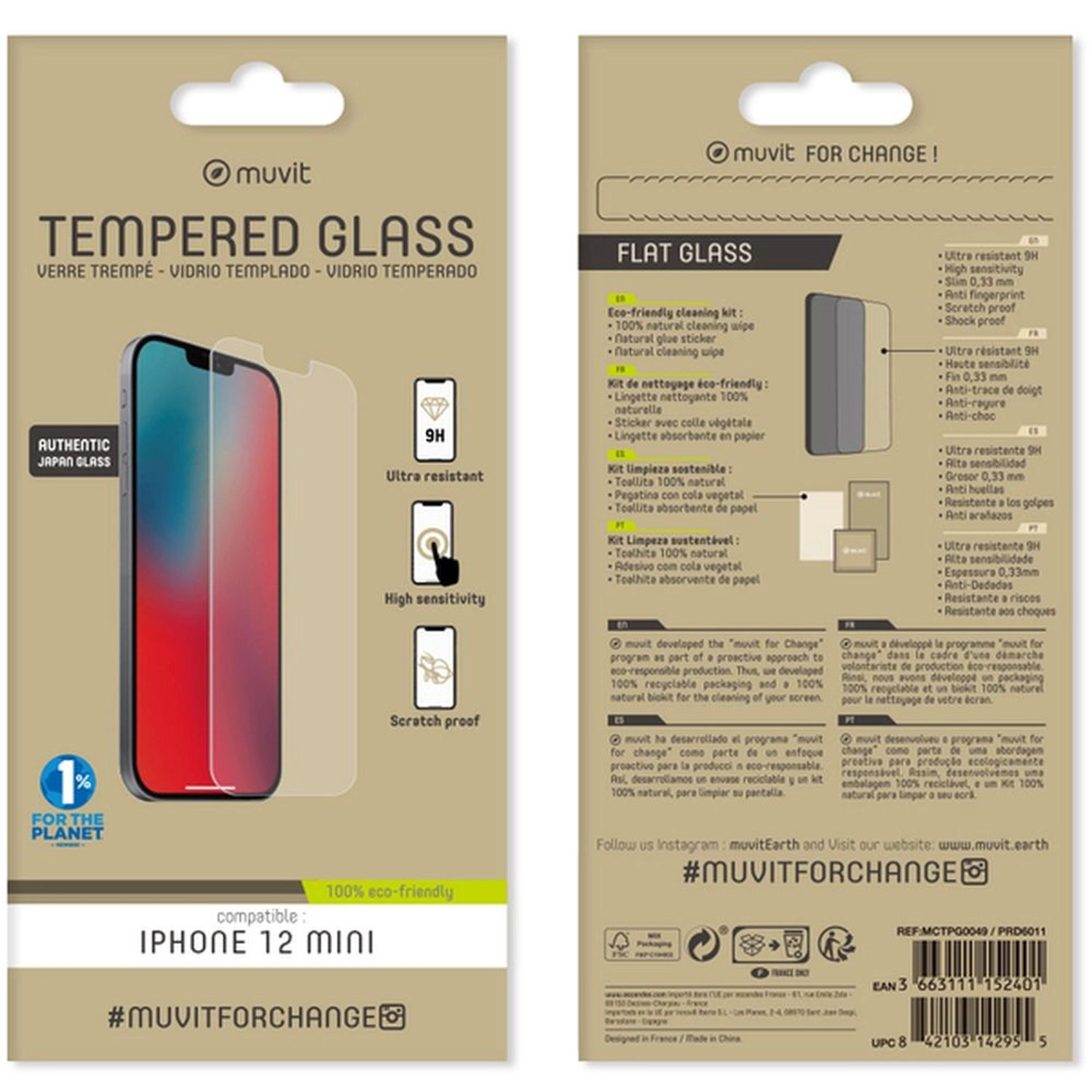 Antibacterial Tempered Glass Screen Protector for Apple iPhone 12 Mini